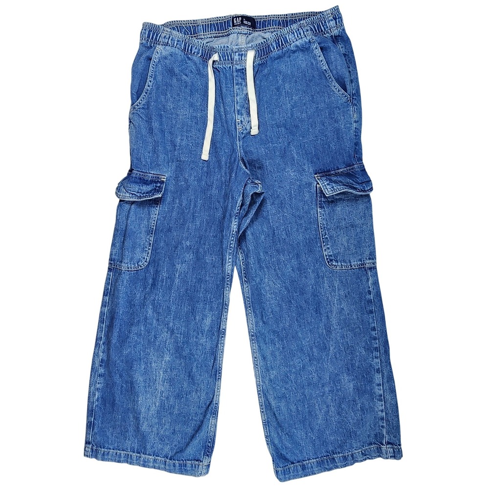 Gap High Rise Womens Y2K Streetwear Gorpcore Baggy Wide Leg Cargo Jeans‎ XL
